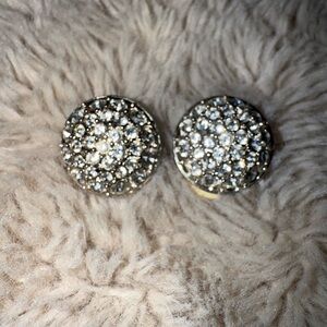 SWAROVSKI CRYSTAL‎ “ANNIVERSARY” CLIP ON EARRINGS  SILVER TONE
